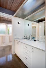 The bathroom was also updated and now features marble countertops, along with new fixtures.