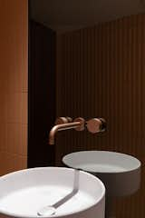 Bath Room, Pedestal Sink, Ceiling Lighting, and Ceramic Tile Wall Powder room  Photo 1 of 40 in Garnier Residence by Dupont Blouin 