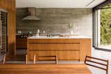Kitchen, Wood, Concrete, Range, Refrigerator, Cooktops, Range Hood, Recessed, Concrete, Beverage Center, and Wood  Kitchen Concrete Range Recessed Wood Photos from Hedge House x Boswell