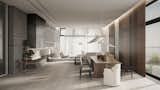 Сoncrete, metal and wood in the living room interior.