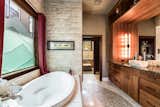 Beautiful rock and stone work in the master bathroom
