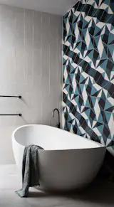 Curved bath placed in the principal bathroom upstairs in Westbourne Cottage