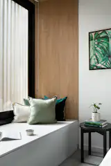 Bedroom window box seat for morning coffee at Westbourne Cottage 