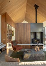 Blackened steel and timber fire area joinery
