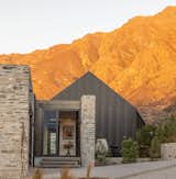 Main entry, with late afternoon glow of the Remarkables mountains beyond