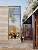 Entry Courtyard with elevated planter and corner steel window