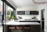 Kitchen – Anchor Ceramics tiles, Grazia & Co stools, Superwhite marble benchtop, terrazzo rangehood