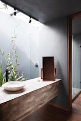 Bath Room, Wood Counter, Medium Hardwood Floor, and Track Lighting Bathroom  Photo 8 of 9 in Casa Silva Mora by Martinez Arquitectura