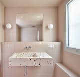 Bath Room, Engineered Quartz Counter, Quartzite Counter, Wall Mount Sink, Wall Lighting, and Subway Tile Wall  Search “ 대전오피【bam12.shop】 대전오피❶강남오피❶역삼오피ᔳ 대전오피♤ 대전오피♬ 대전키스방❤ 대전풀싸롱┖ 대전오피” from AllAround Lab Barcelona