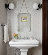 Powder Room with Farrow and Ball wallpaper