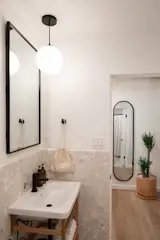 Guest Baths feature certified organic bath amenities by MoonCloth Designs (credit: Josh Cho Photography)