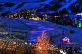 The Torchlight Parade lights up Steamboat Ski Resort in Steamboat Springs, Colorado, every December. 