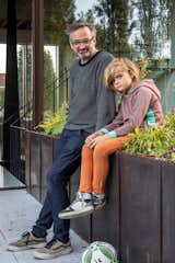 Vanbesien and his nine-year-old son.  