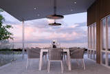 A ceiling-mounted heater can turn a patio dining area into a year-round outdoor dining room.