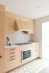 Extended south-facing windows replaced tiny builder-grade openings, flooding the walkout basement with natural light and strengthening its connection to the garden beyond.