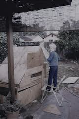 The owner as a child using a handsaw atop an OSHA approved ladder to build what would become the coup de grâce of playhouses of his time.
