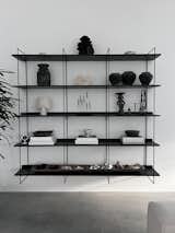 Living Room, Storage, Ceiling Lighting, Concrete Floor, and Shelves Bespoke steel and wood wall mounted shelves   Photo 12 of 23 in The Factory House by Inez Kuiper