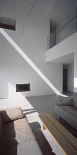 The double-height living room