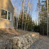 Autumn scene with finished gabion wall