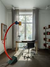 Shelves, 1950s by Franco Campo and Carlo Graffi, Floor lamp by Ettore Sottsass, Alina Pinsky Gallery.