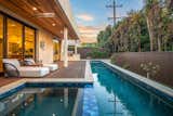Lap pool and backyard facing south