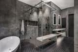 Master Bathroom - the walls are Tadelakt while the floors are Italian porcelain lain in a herringbone pattern