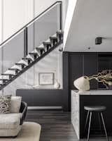 B+G Design Miami Living Room - Custom Stairs in Smokey Glass