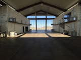 Walnut stained concrete absorbing solar energy for nighttime heat