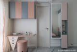 The kids study and dressing -
Triangular forms all over in the room, makes the space exciting and adds on energy to our the user.