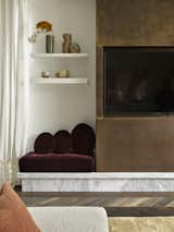 Living Room and Bench Velvet bench seat  Photo 7 of 8 in This Marble-Clad Home in Sydney Shines Like a Gemstone by Smac Studio