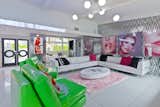 Main entry and living area immediately greets guest a groovy, pop-art fashion vibe