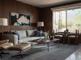 Living Room, Chair, Ottomans, Recessed Lighting, Rug Floor, Ceiling Lighting, Lamps, Accent Lighting, Table, Travertine Floor, Coffee Tables, and Sofa Den  Photos from Favorites