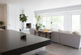 A view of the living room from the contemporary kitchen