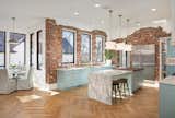 Kitchen with exposed brick walls