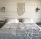 bedroom - whitewashed poplar serve as 'headboard wall' - macrame made by one of my daughters - (we have 4)