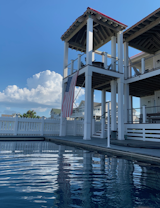 'fish tower' view from pool --- so named bc my husband takes binoculars out there to see what's jumping up from the water 