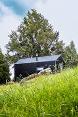 The cabin is orientated north to ensure the solar panels soak up as much light as possible during summer and those low lying sun winter months.