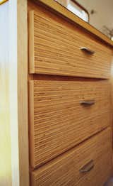 It’s vertical on the bathroom door and horizontal on the cabinet faces.