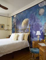 After: Inter-galactic wallpaper by Elli Pop makes a whimsical statement beside other vintage, thrifted items.