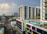 Building’s art-cladded exterior in the center of Wynwood 