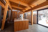 Angular kitchen and meal preparation area