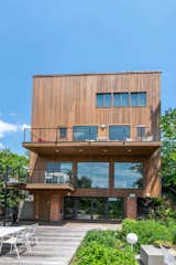 exterior back of 46-58 Hanford, cantilever design to maximize the views from the home