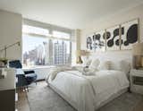 The bedroom at the residence was designed as a relaxing space with muted colors. 