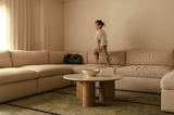 A rug by Nordic Knots and a sectional from Arhaus are staple pieces in the family room.