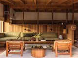 The custom sectional banquette, and the kitchen and bathroom millwork was designed by Jessica and fabricated by Fire on the Mesa, a design workshop in Joshua Tree.