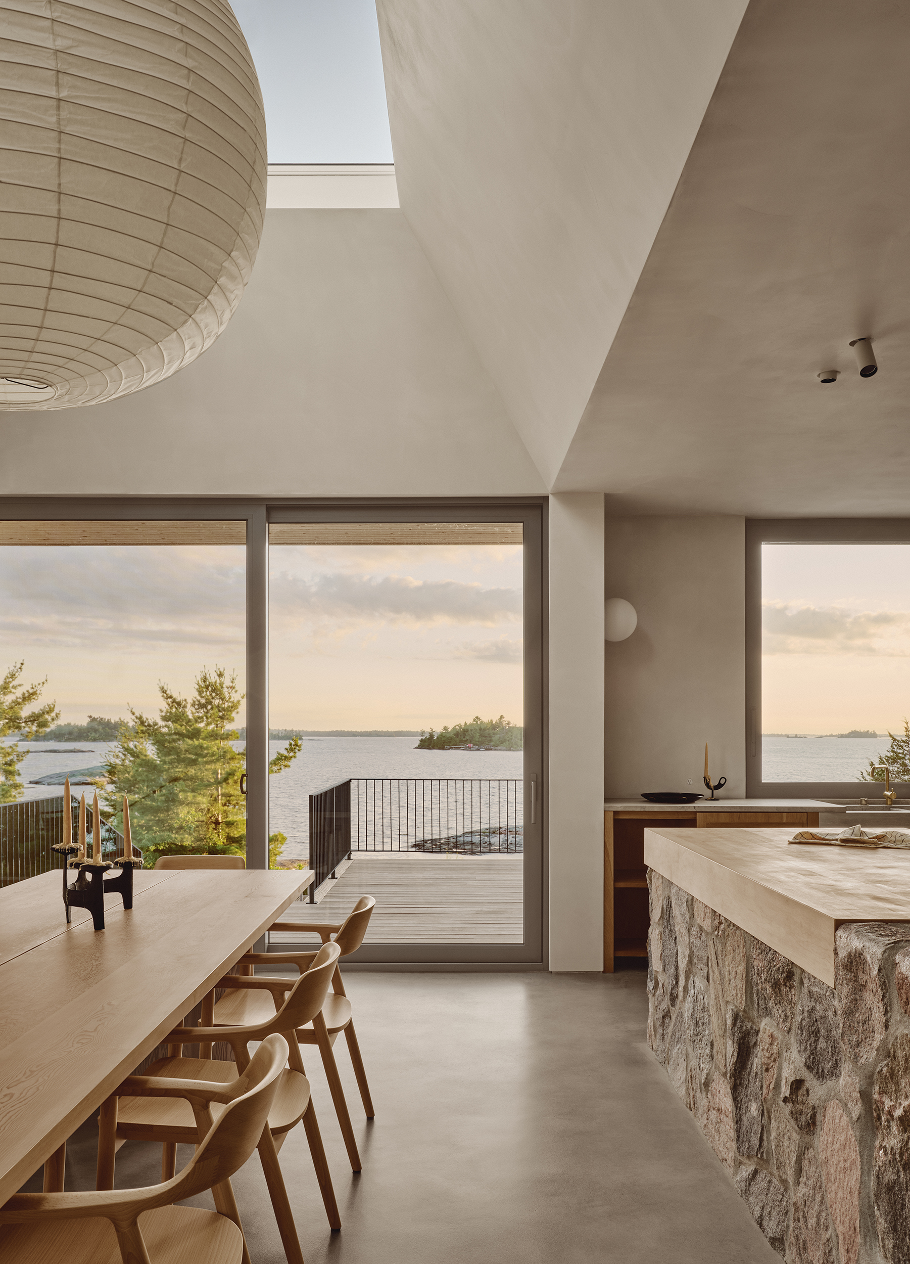 A Remote Island Retreat's Hefty Wooden Doorknob Hints at Its