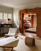 “When I do a headboard, people will say ‘We want to put a shelf here or a sconce will attach here,’” says Yoshimoto. “And I'm like, don't do that because then it is only a headboard. If it’s not, then it's a sculptural thing that is acting as a headboard. As soon as you put a sconce on it, put wiring in—it is a headboard and it's lost its artistic ability to be a sculpture. If you don't want this to be a headboard, you could just hang it on the wall, and it's a sculpture. You could lean it on the wall on its side and it's still a sculpture.”