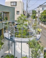 A Curvy Catwalk Dotted With Plants Buffers a Tokyo Home From the Street