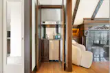 The primary suite includes a hidden wet bar. 