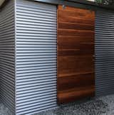 Backyard Shed with Redwood Barn Door